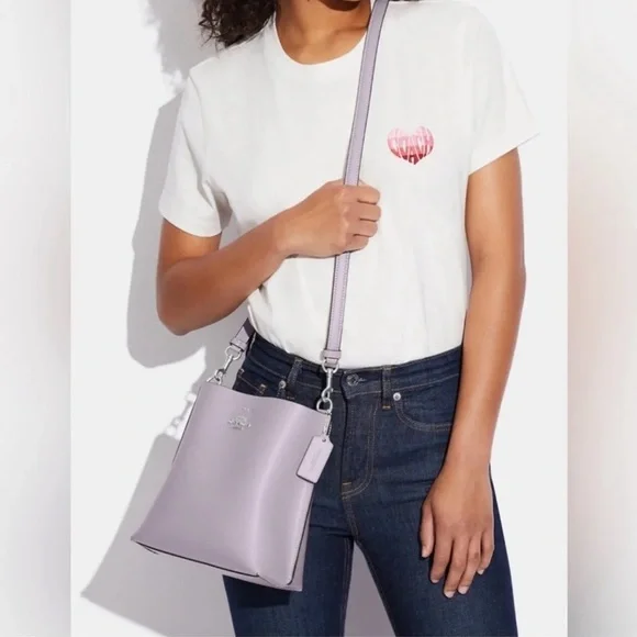 NWT COACH Purple Crossbody/Shoulder Bucket Bag in Silver/Mist Authentic CA177